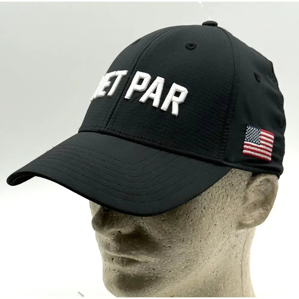 Net Par Golf Men's Adjustable Strap Black Embroidered Cap/Hat - New No Tags